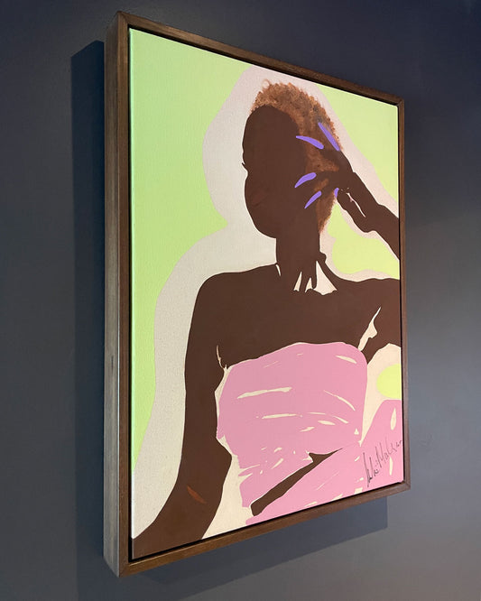 Mekia Machine: Queen in Pale Pink & Vivid Green Framed